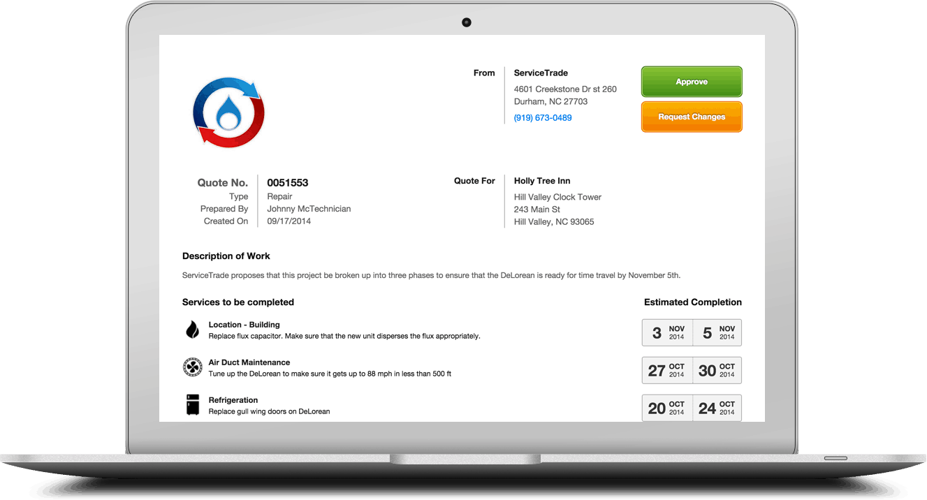ServiceTrade dashboard
