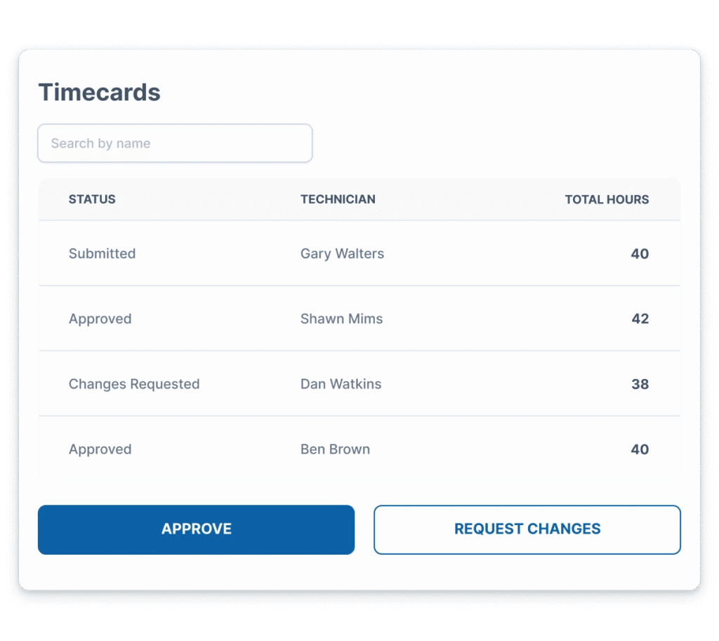 ServiceTrade Timecards