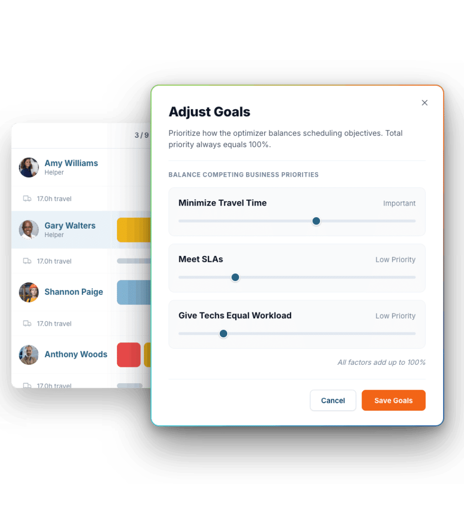 A screenshot of job management inside ServiceTrade's Stella Schedule