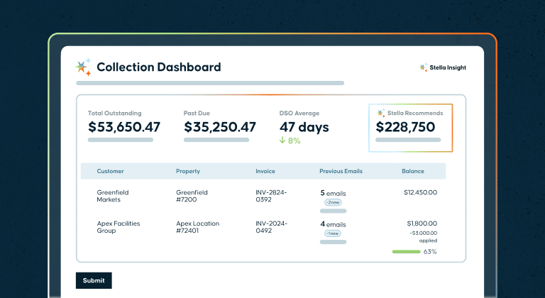 A mockup of the collections dashboard with stella ai inputs